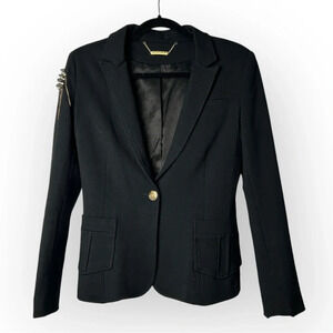 Studio F. Black Blazer with Studded Shoulder Detail